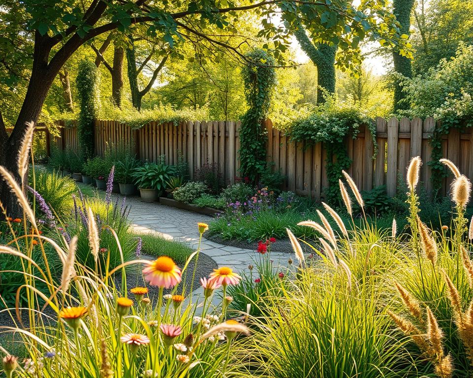 low-maintenance country garden design