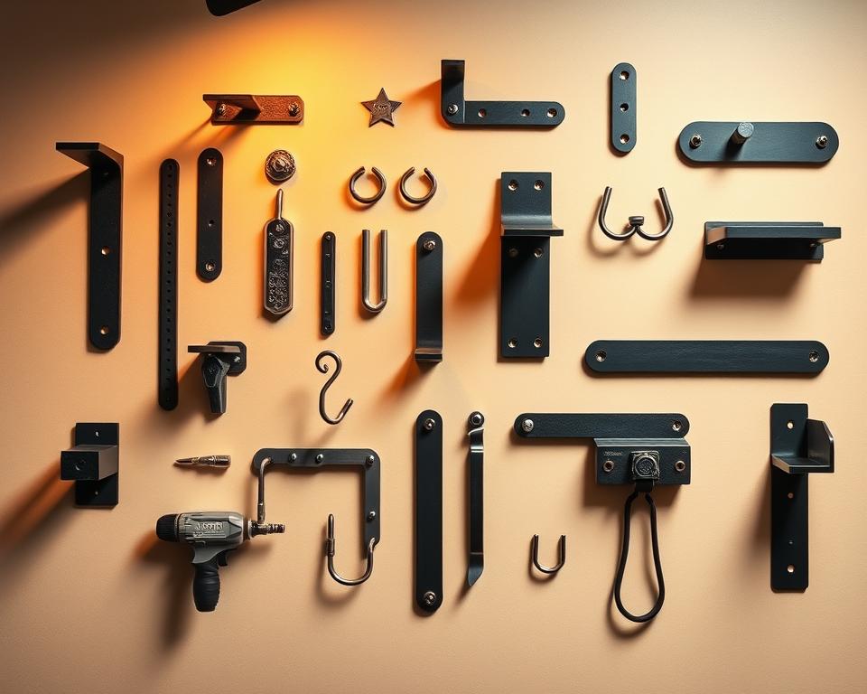 metal brackets hooks tool storage