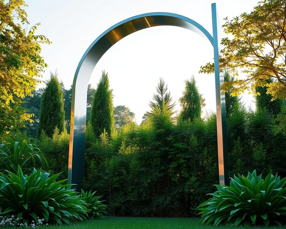 modern metal garden arch