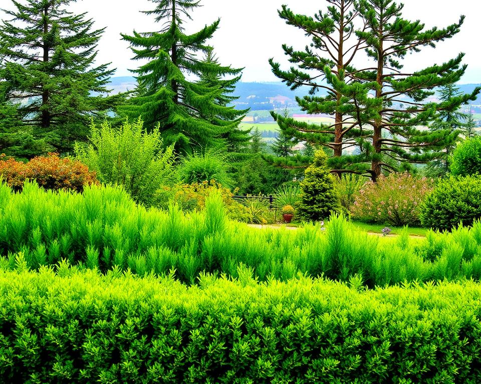 natural garden windbreaks with hedges and trees