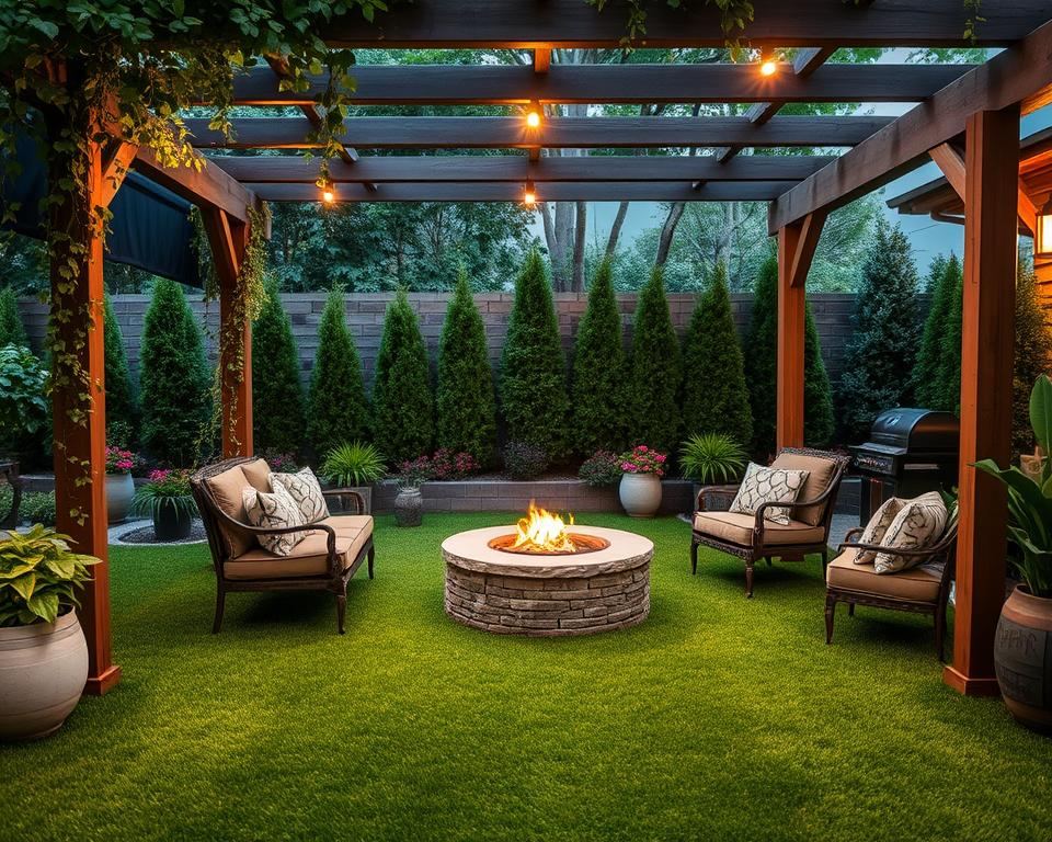 outdoor living zones with artificial turf