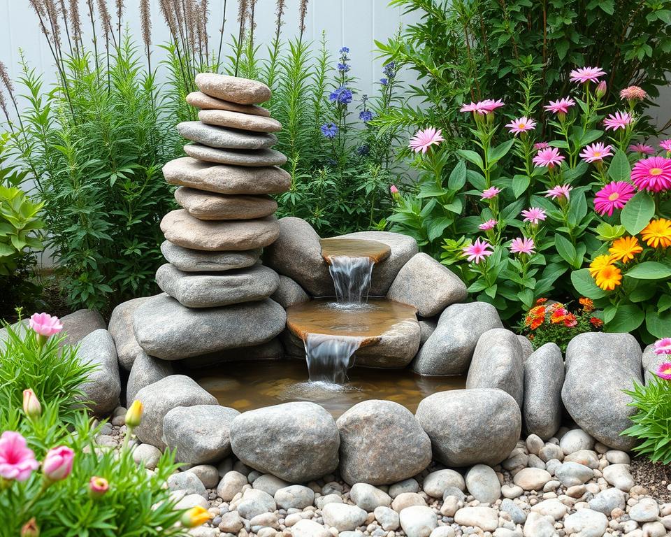 pebble water features for garden