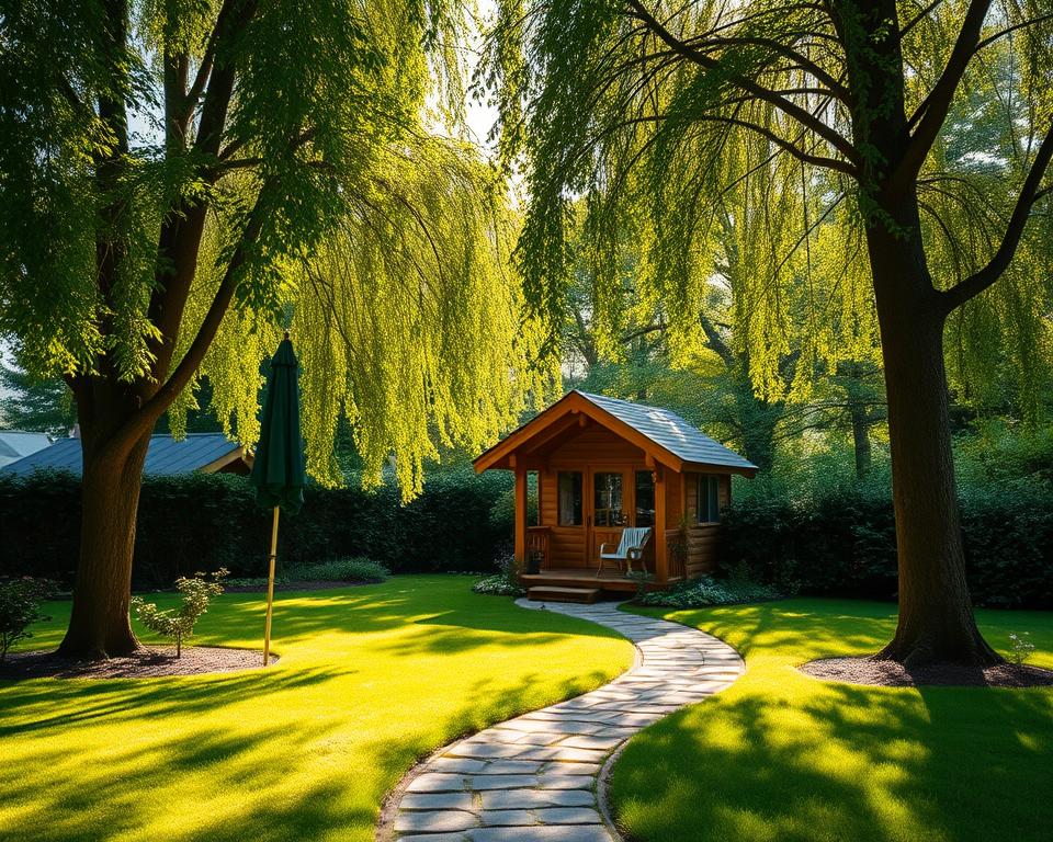 positioning a summer house in a garden