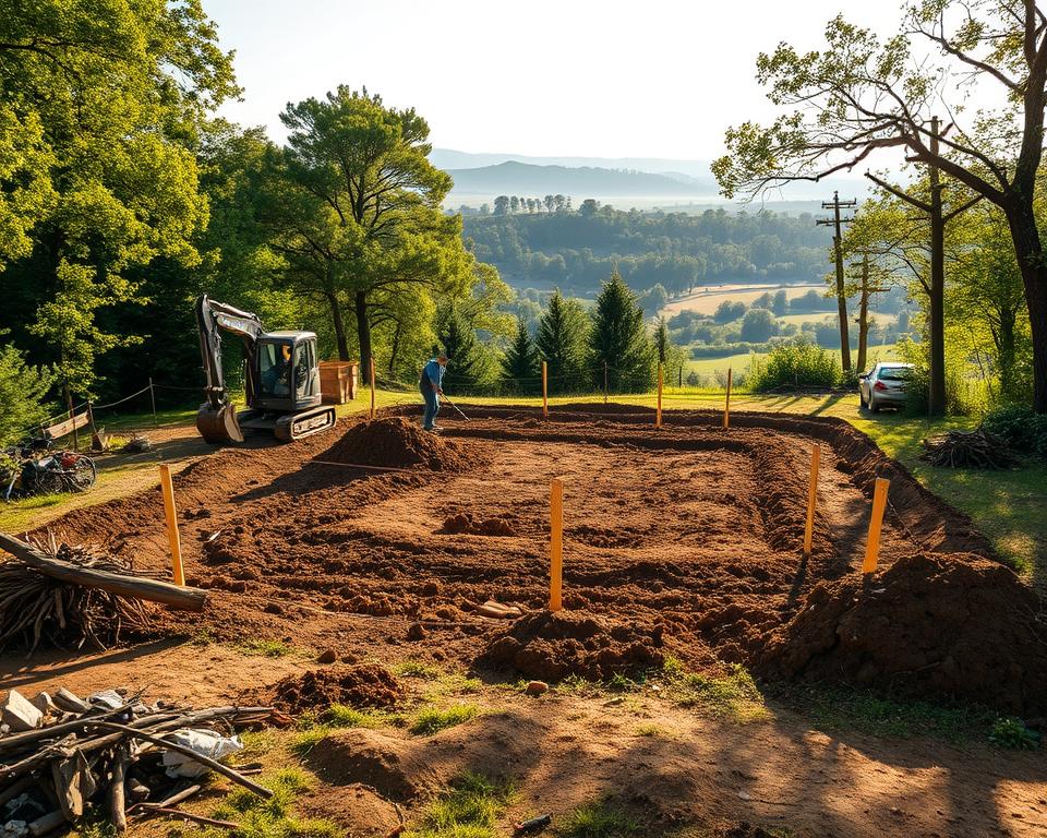 preparation and site clearing for summerhouse base
