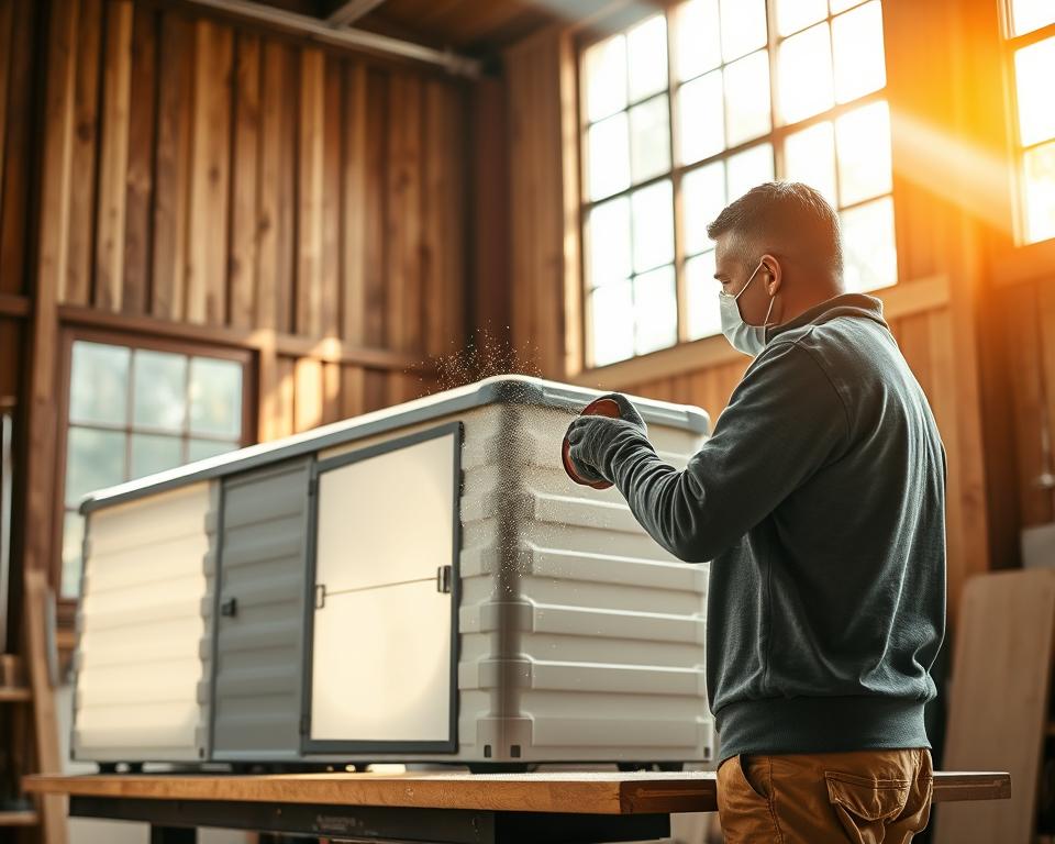 preparing plastic shed surface