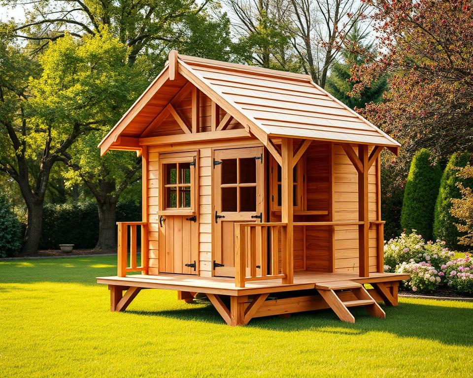 professionally built wooden playhouse