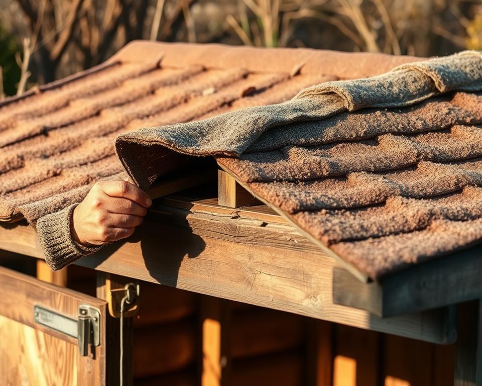 removing old shed roof felt