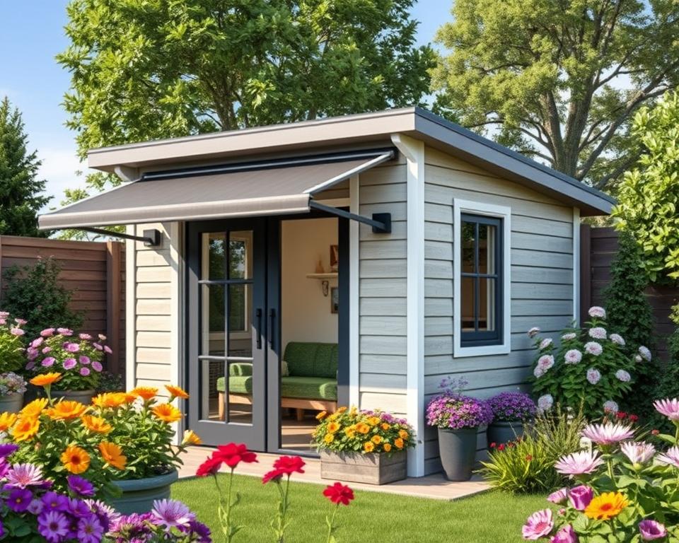 retractable awning for garden shed