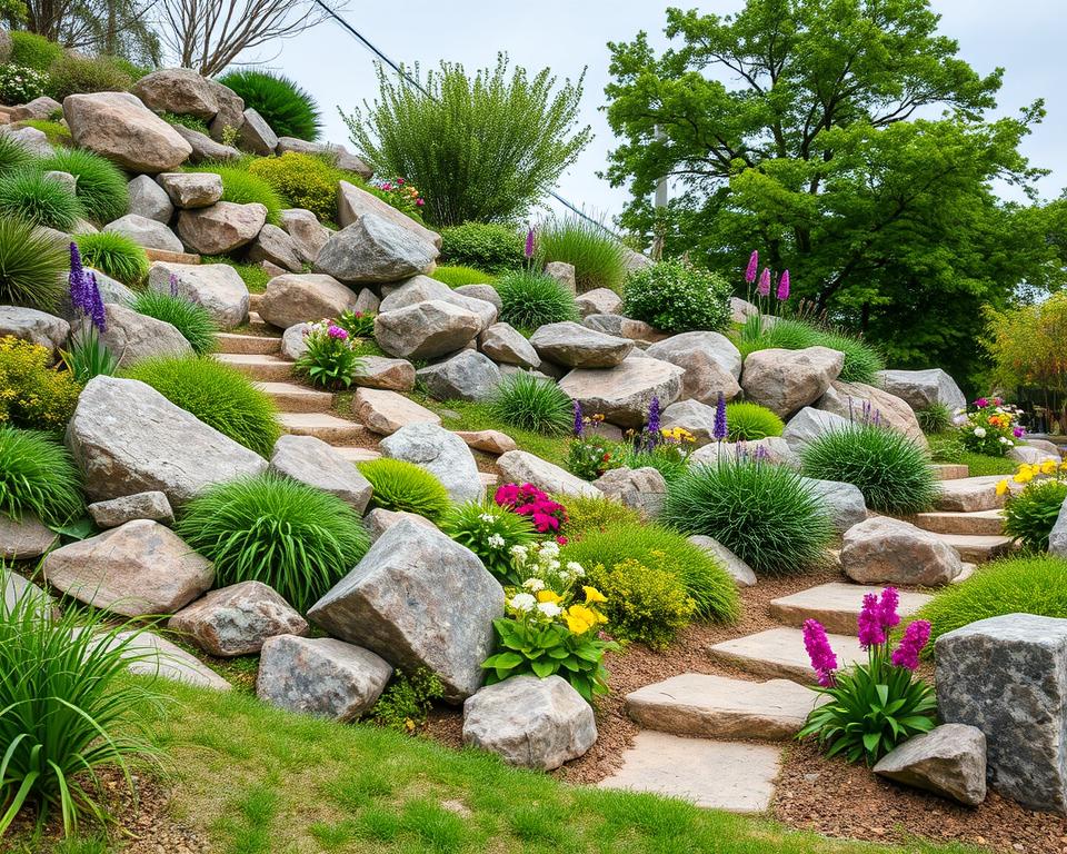 rock garden ideas for slopes and difficult areas