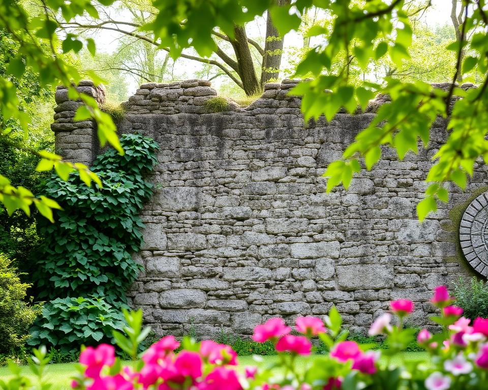 ruin wall in garden