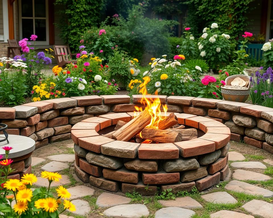 rustic brick fire pit
