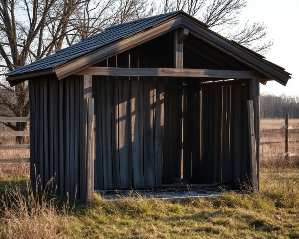 sagging wooden shed roof