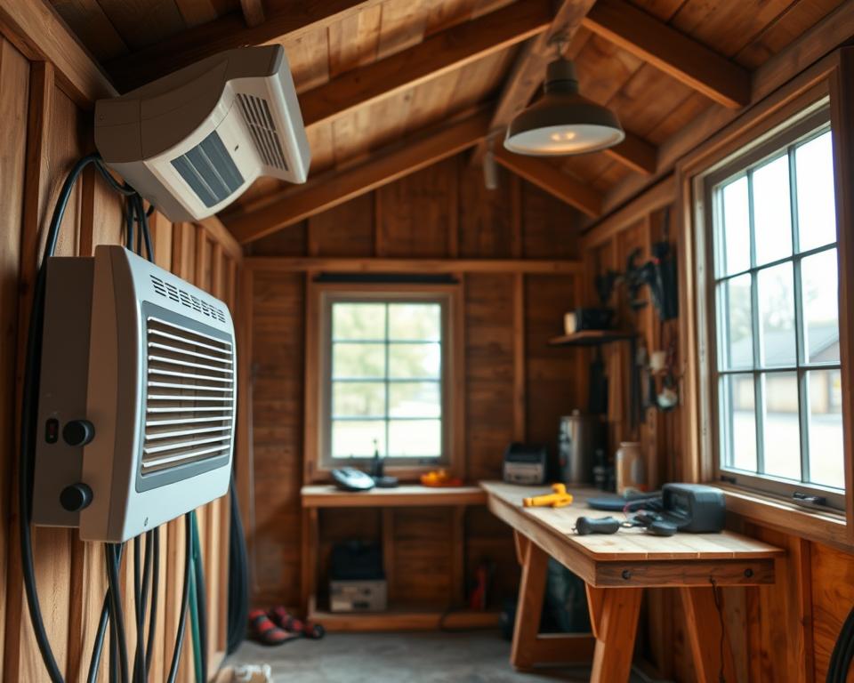 shed heating and ventilation setup