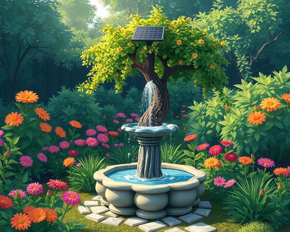 solar powered tree fountain