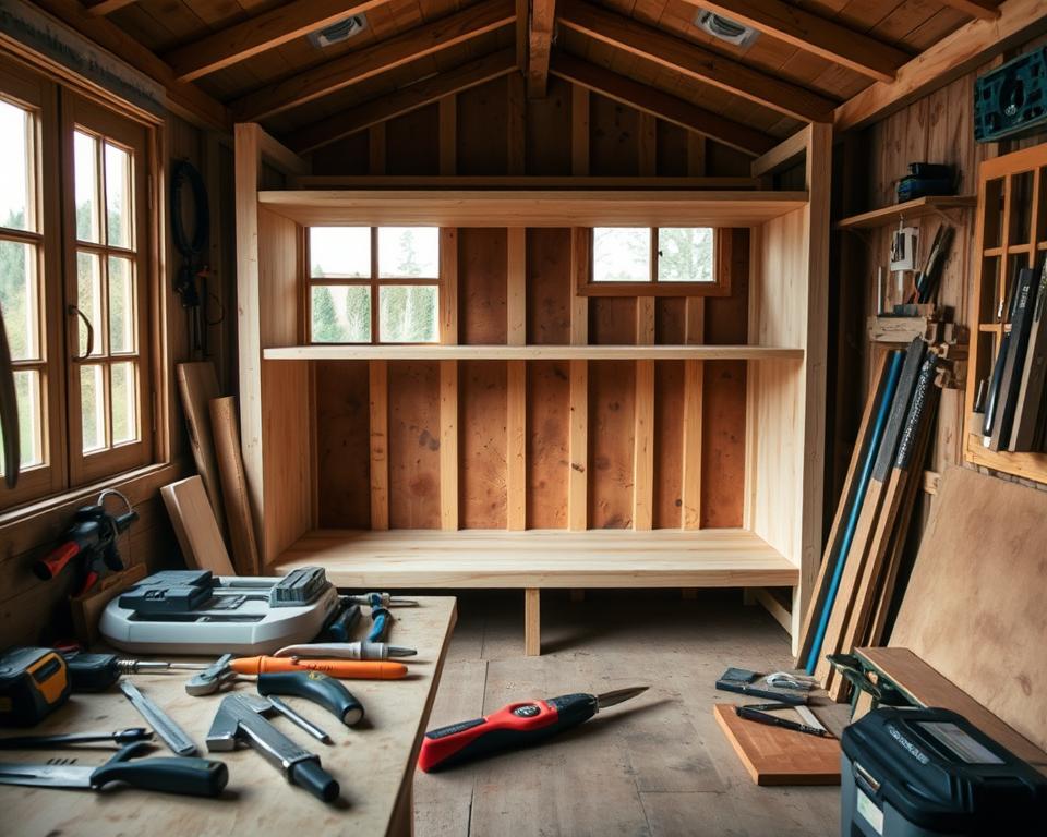 step by step shed shelving installation