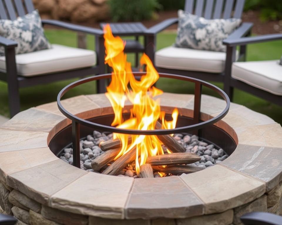 stone and steel fire pit