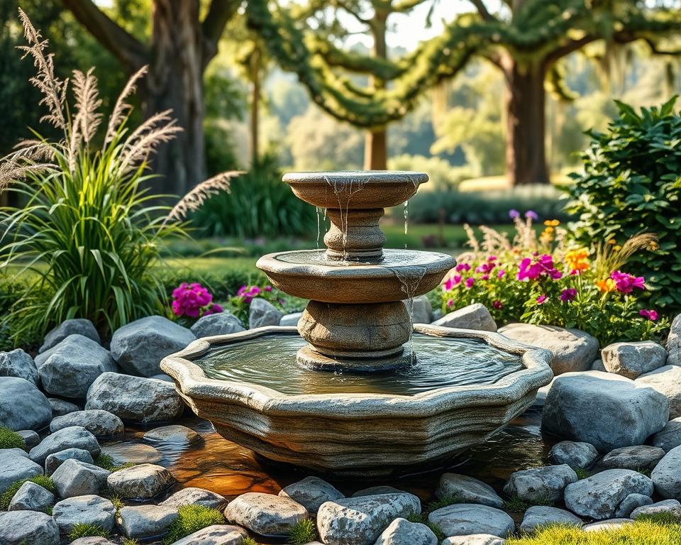 stone fountain arrangement