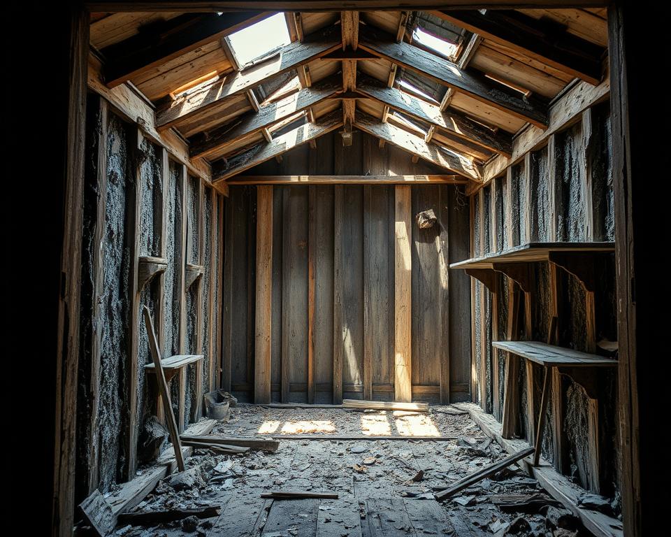 temperature and moisture damage in sheds