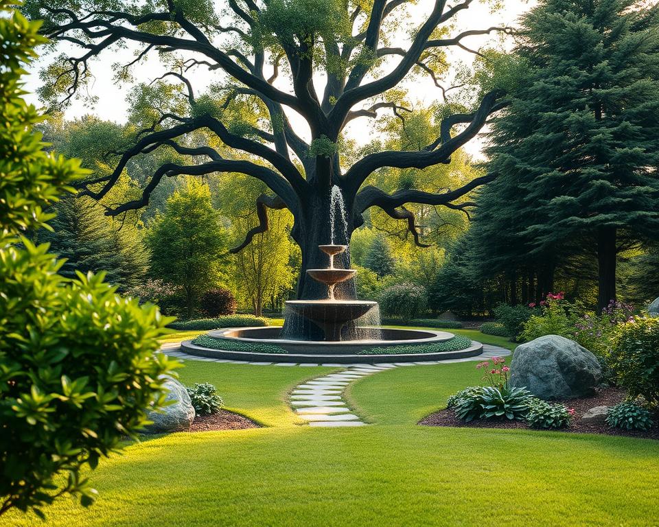 tree fountain garden design
