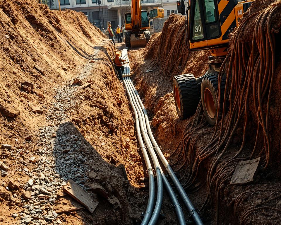 trench digging cable installation