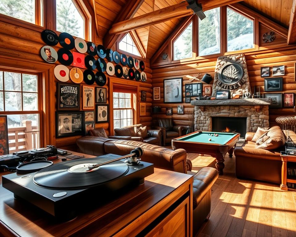 vinyl decor in cabin games room