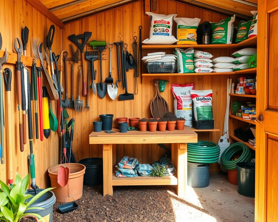 wall storage potting shed tools