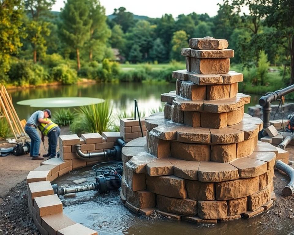 waterfall fountain construction