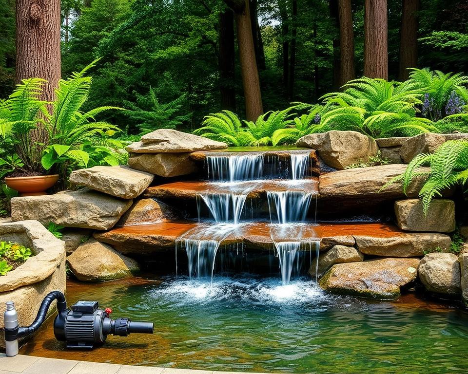 waterfall fountain installation