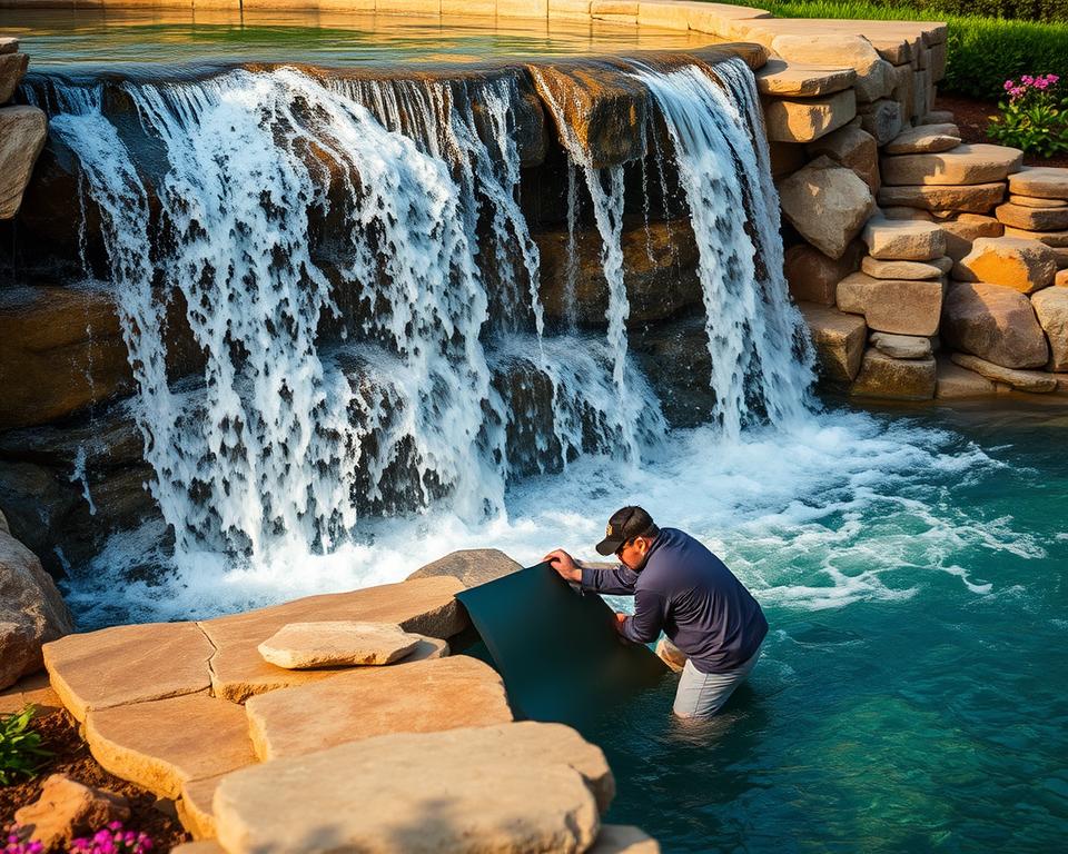 waterfall liner installation waterfall liner installation