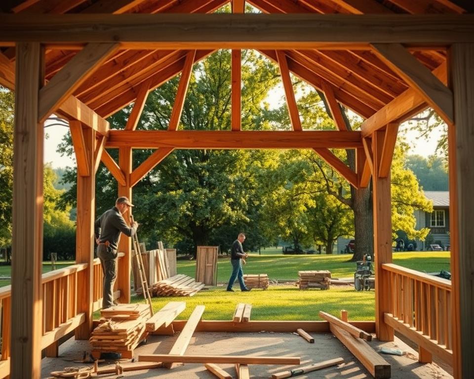wooden gazebo construction process