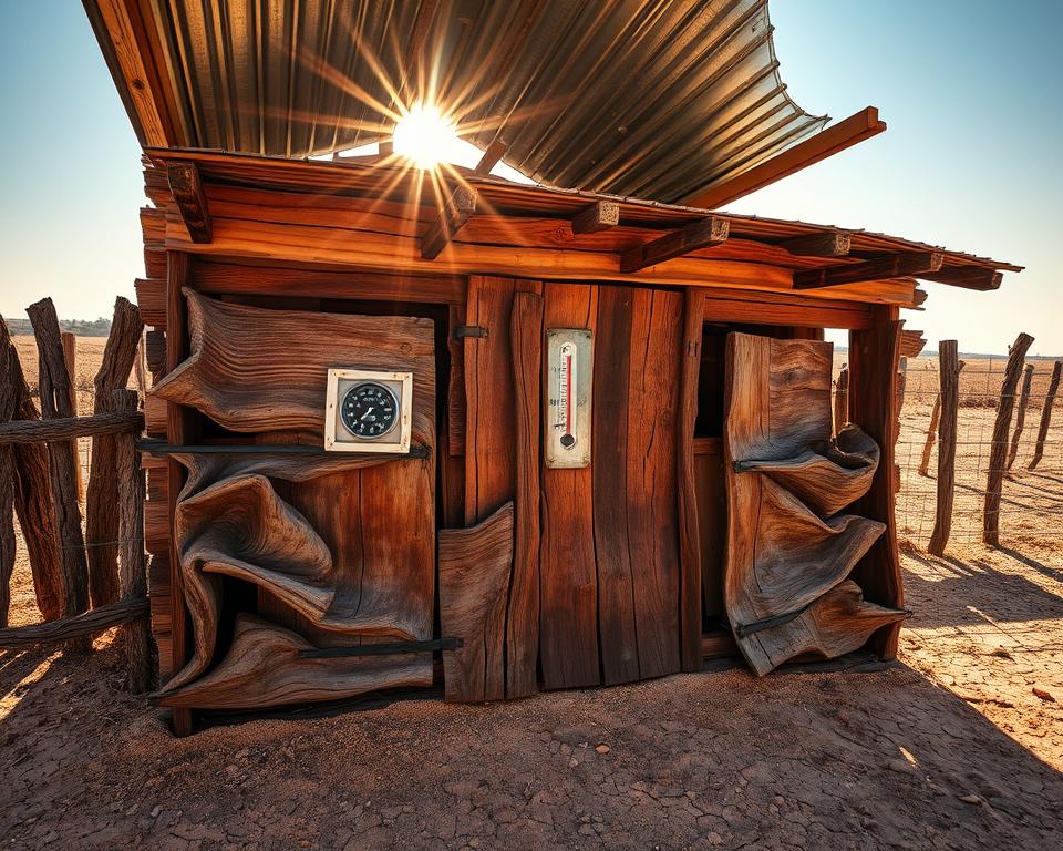 wooden shed materials heat changes