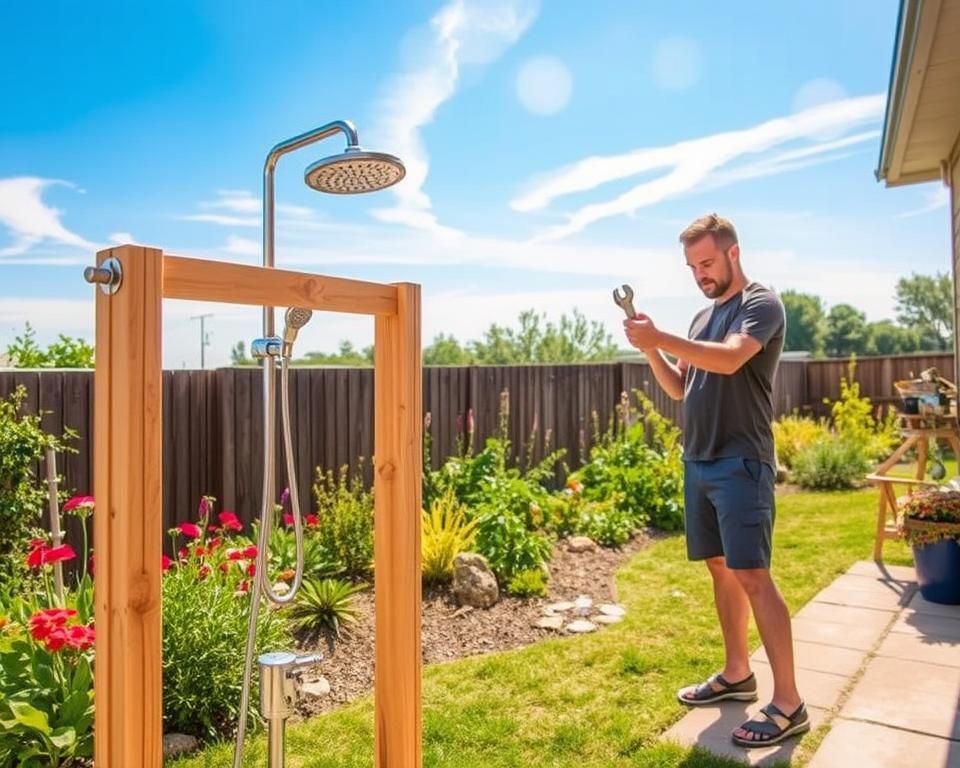 DIY garden shower installation DIY garden shower installation
