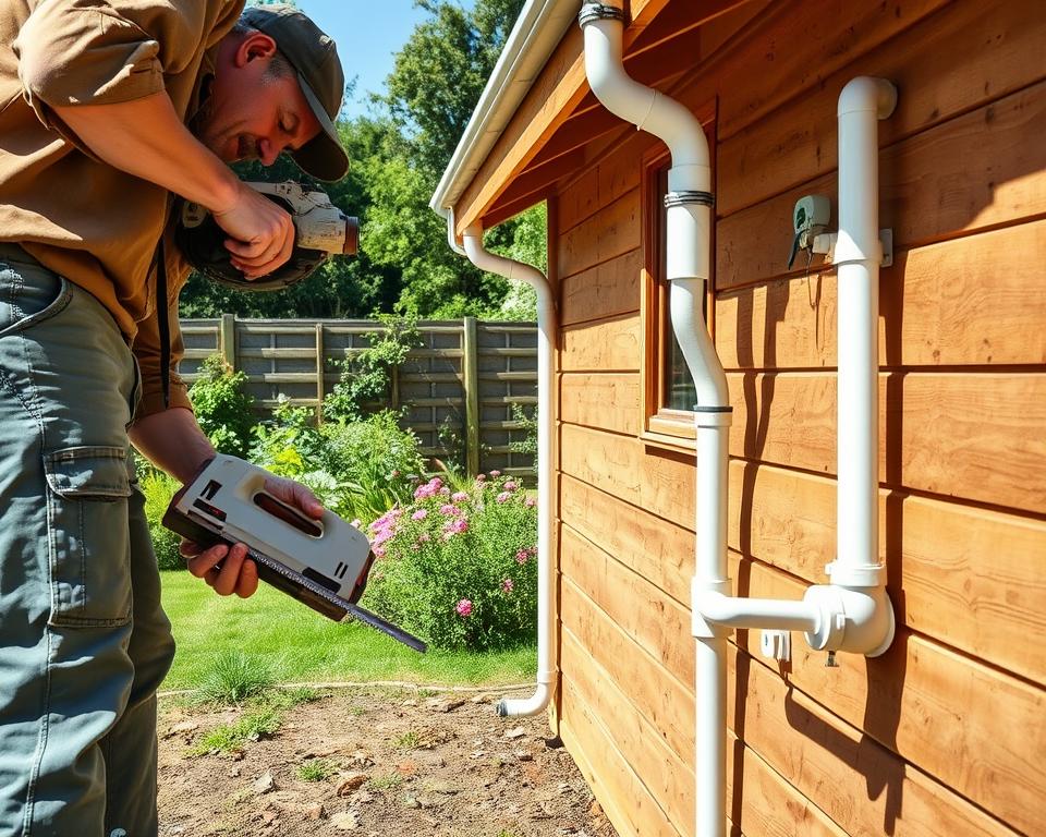 Downpipe Installation for Garden Shed