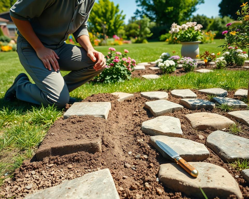 Garden Border Stones Backfilling Technique