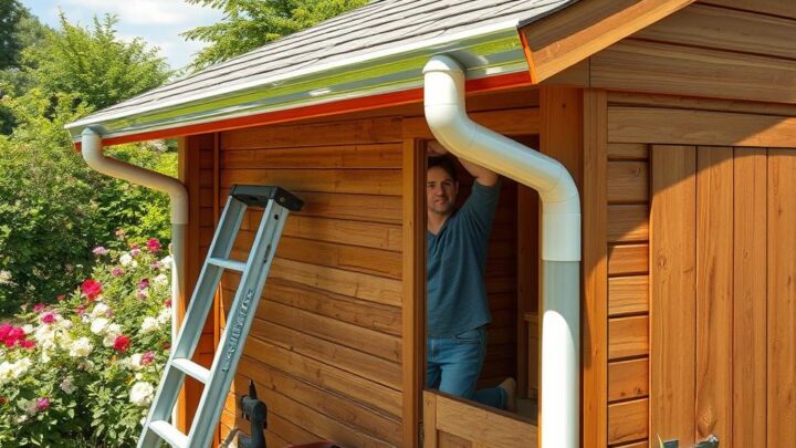 How do you install a gutter on a garden shed?