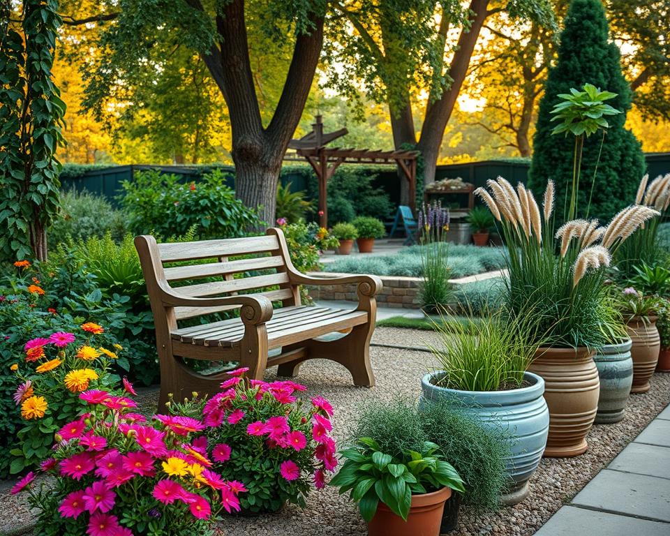Incorporating plants into garden seating areas
