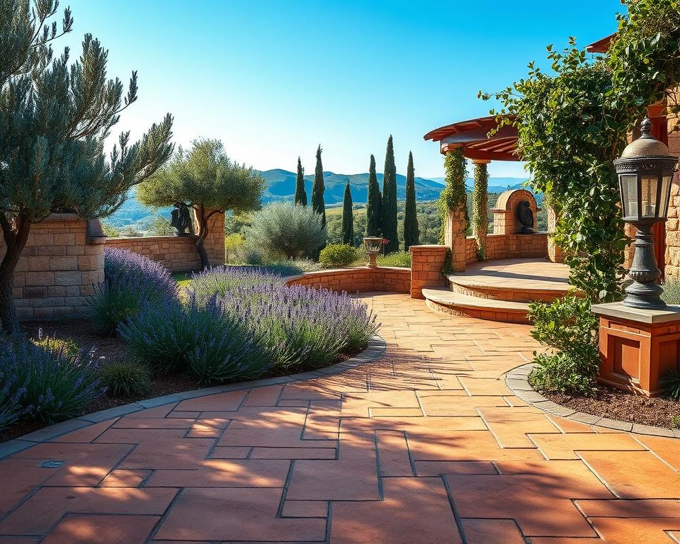 Mediterranean garden hardscaping