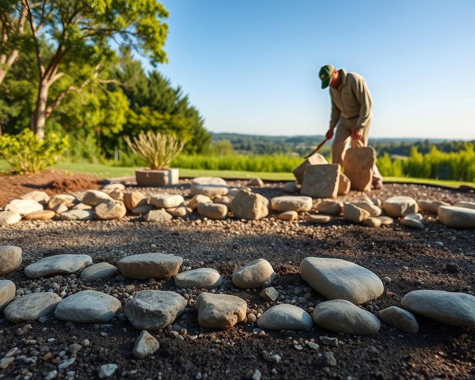 Rock garden foundation preparation