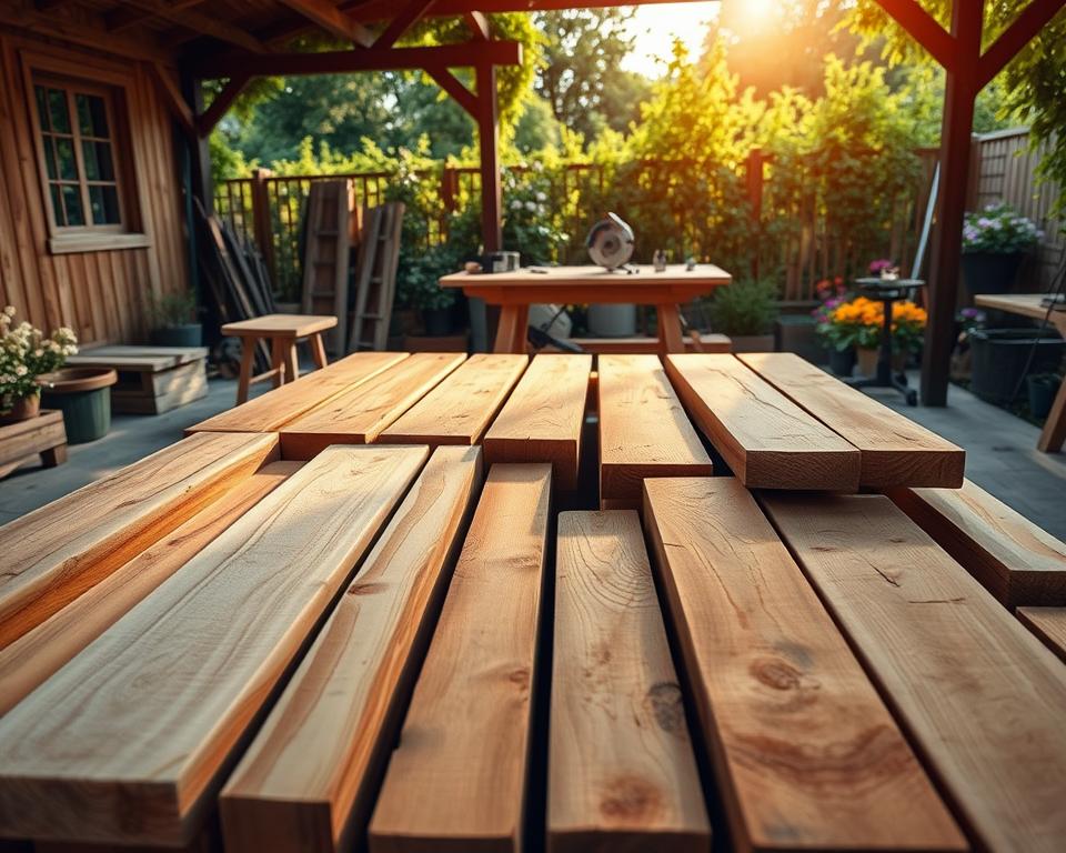 Timber Preparation for Outdoor Table Construction