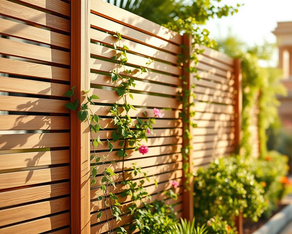 Venetian slatted fence design
