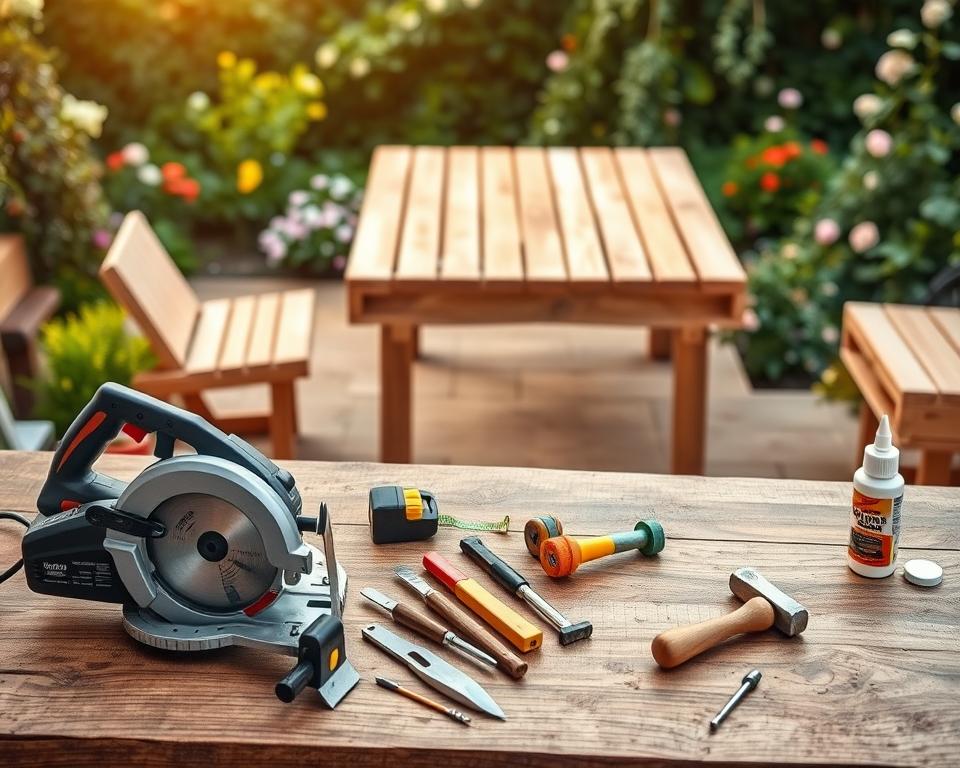 Woodworking tools for outdoor table project
