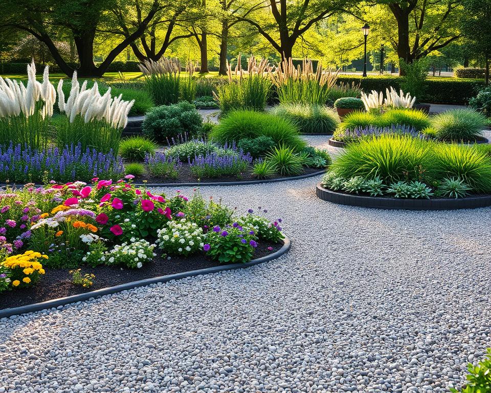 gravel garden paths and planting beds
