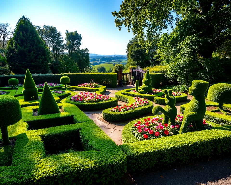 hedges and topiaries in English gardens