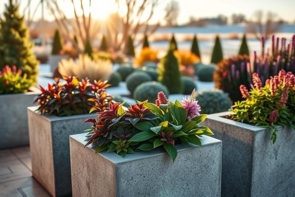 Planting Concrete Planter Blocks with Hardy (Winter-Hardy) Plants