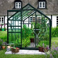 12% discount: 6'x8' Halls Green Frame Large Paned Toughened Glass Greenhouse (1.92x2.56m)