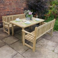 24% discount: Forest Rosedene Wooden Garden Table and Benches Set 5'5 x 6'2 (1.65m x 1.87m)
