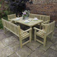 24% discount: Forest Rosedene Wooden Garden Table, Benches and Chairs Set 8'9 x 6'2 (2.66m x 1.87m)