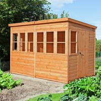 12% discount: 10' x 6' Shire Sun Pent Wooden Garden Potting Shed (3.22m x 1.94m)
