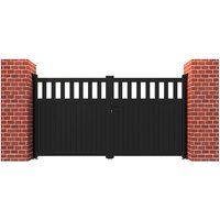 Partial Privacy Premium Metal Driveway Double Gates - Black