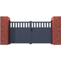 17% discount: Partial Privacy Premium Metal Driveway Double Gates - Grey